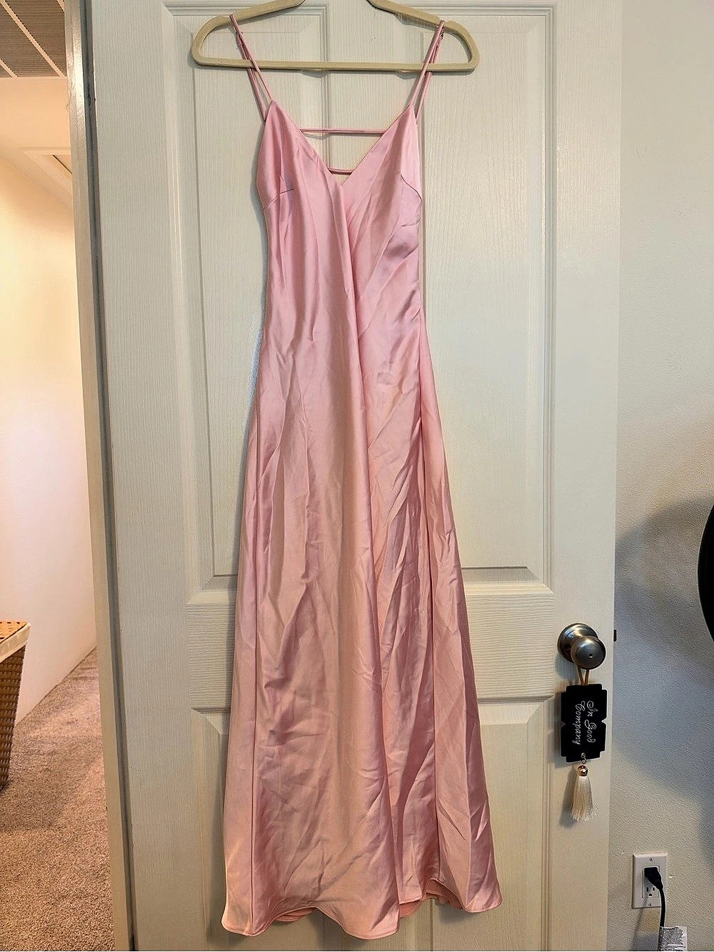 Zara Satin Slip Maxi Dress Pink Maxi Dress Size Medium